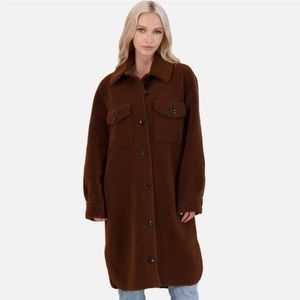 Rebecca Minkoff teddy shirt jacket coat brown 100% wool